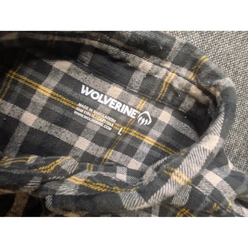 Wolverine Men's Plaid Flannel Shirt Large Button Down Long Sleeve Multi Checker - Picture 5 of 9